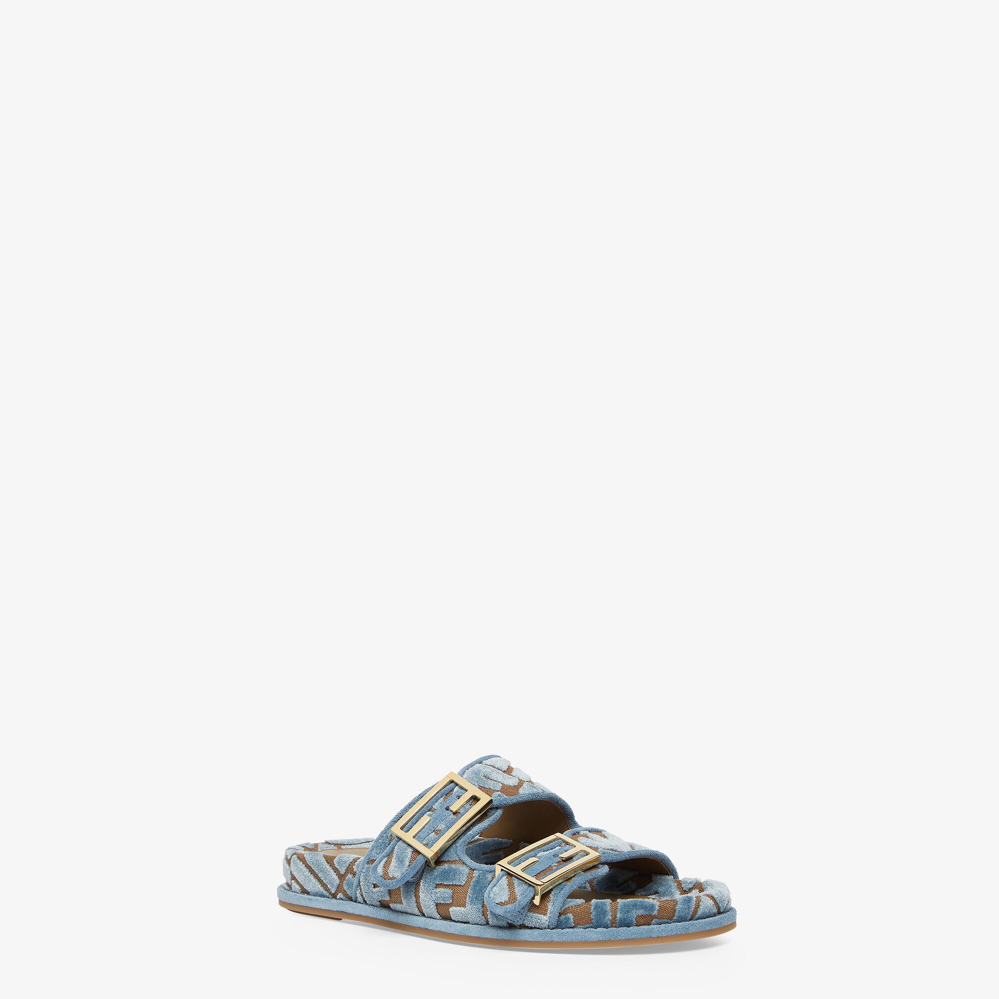 サンダル・ミュール Fendi Air Force Blue Leather Fold Thong Sandals Fendi FFold Precious skin Blue | Fendi