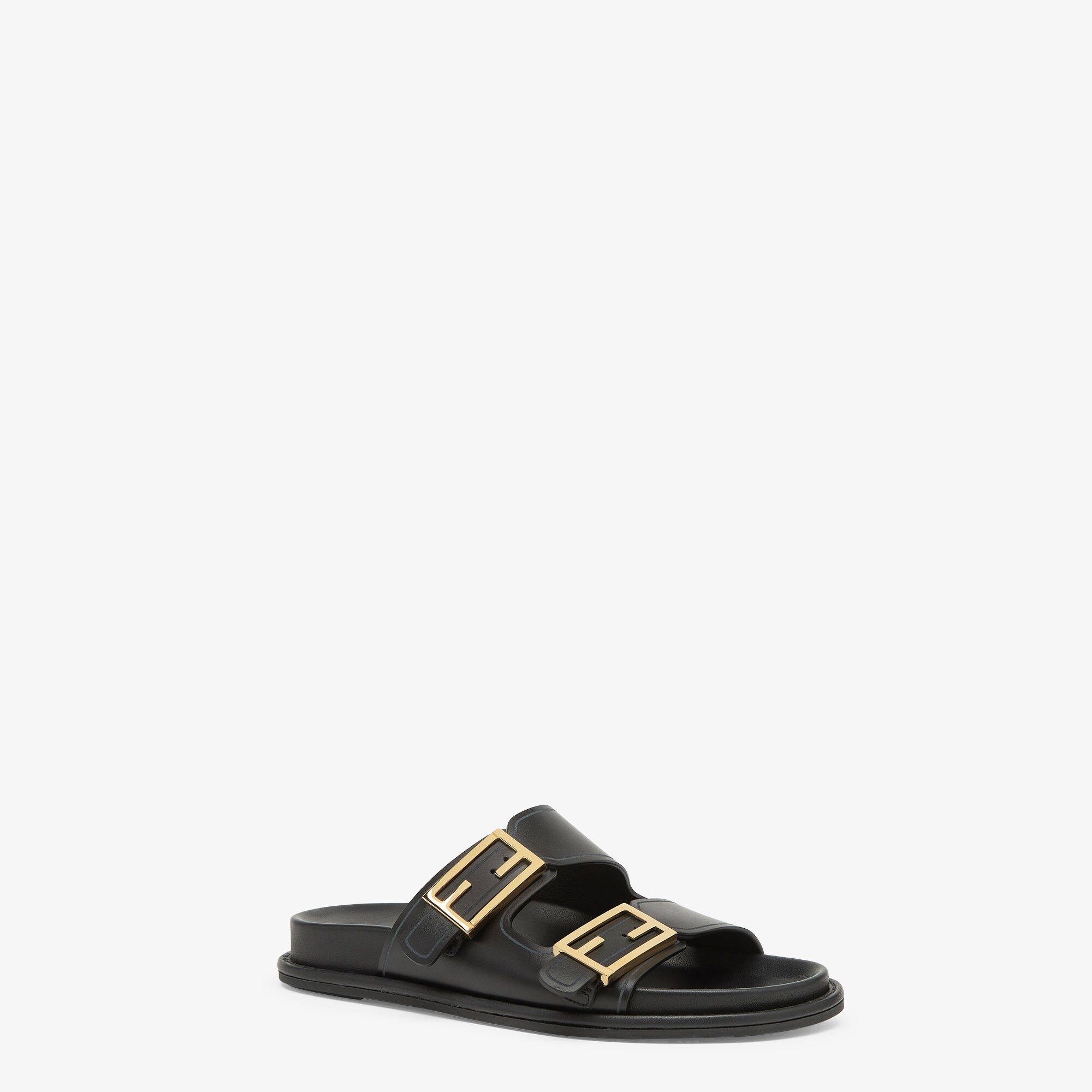 Fendi FeelBlack leather slides