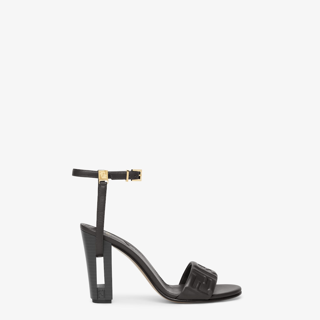 Delfina Black FF nappa leather high-heeled sandals Black - Image 1/4