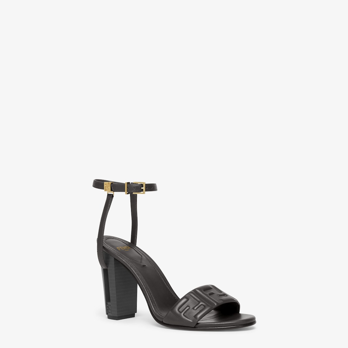 Delfina Black FF nappa leather high-heeled sandals Black - Image 2/4