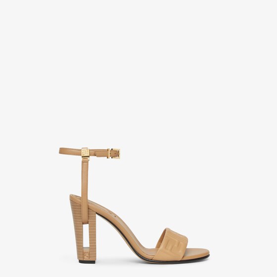 Fendi Delfina Sandals In Camel Leather In Multi
