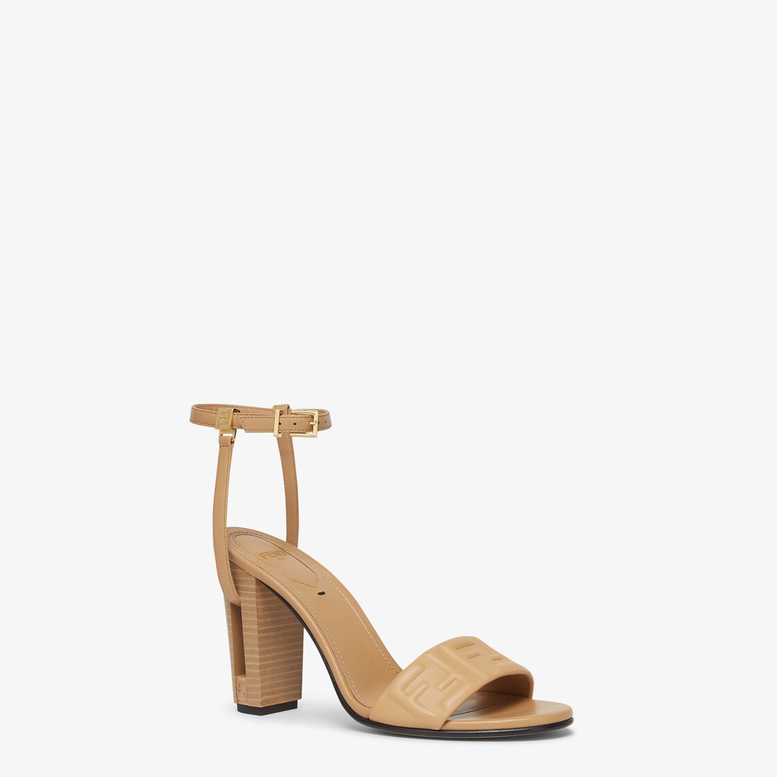 Delfina Beige FF nappa leather high-heeled sandals Beige - Image 2/4