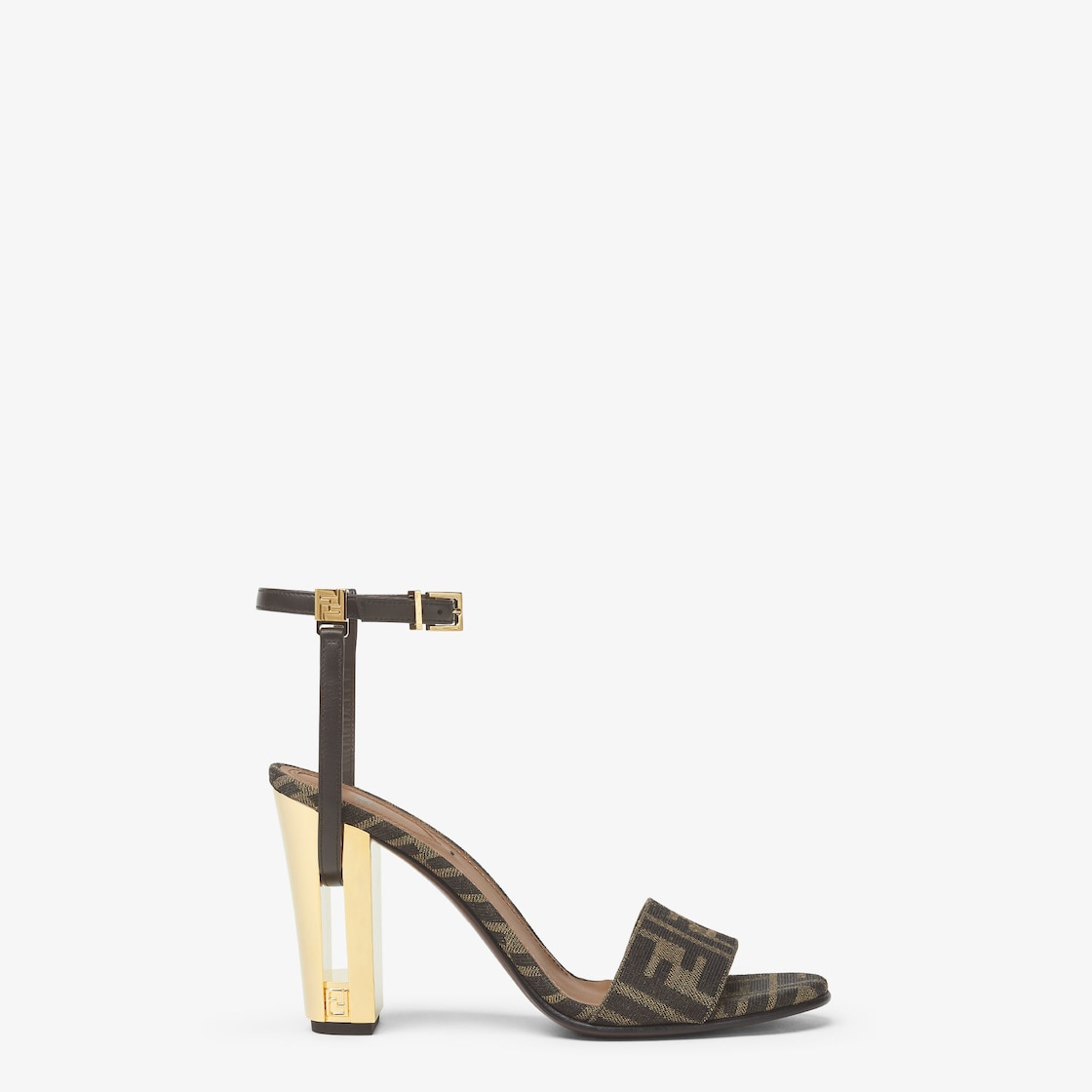 Delfina Brown fabric high-heeled sandals Brown - Image 1/5