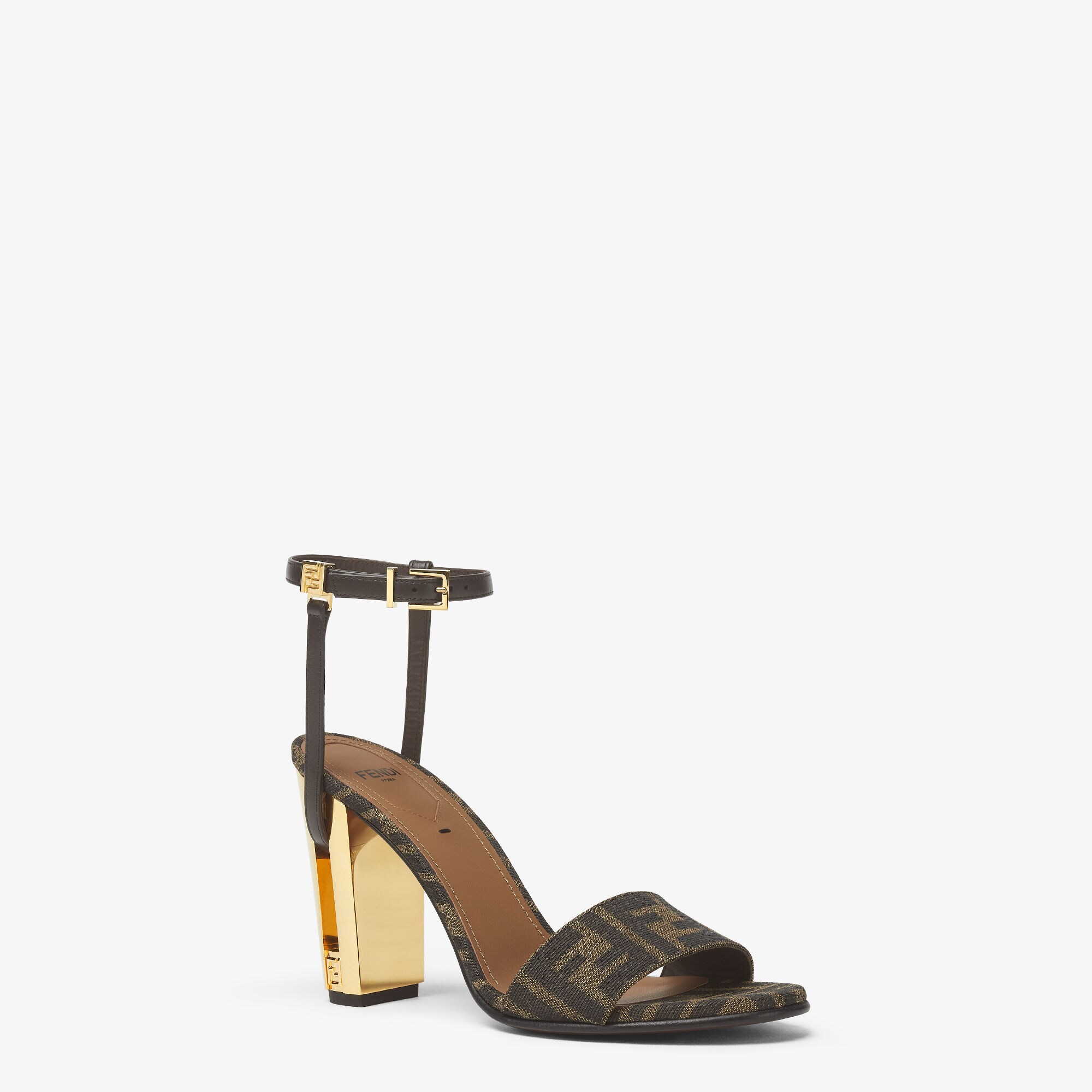 メタリック【FENDI】Delfina ハイヒール サンダル レザー 24SS Fendi Delfina FF Metallic-Heel Sandals | Neiman Marcus