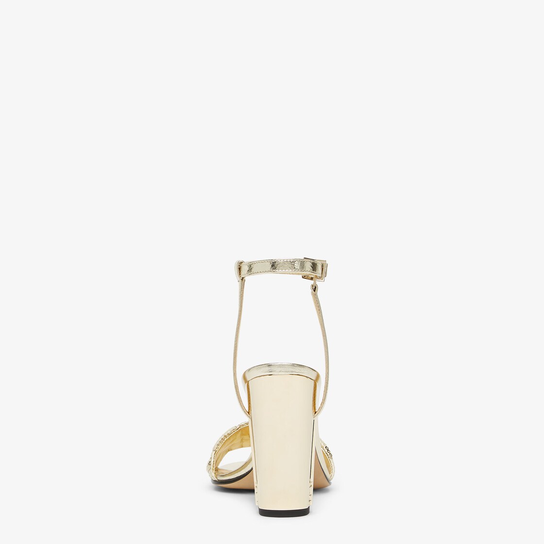 Delfina Gold-coloured metallic nappa leather and FF sequin high-heeled sandals Gold - Image 3/4