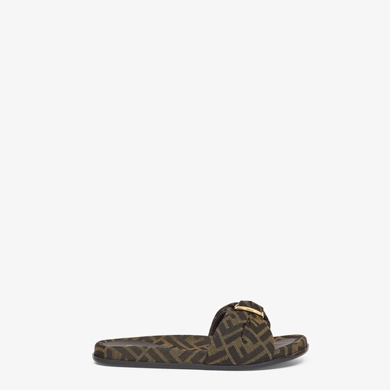 Fendi Brown Ff Jacquard Slides In Brown