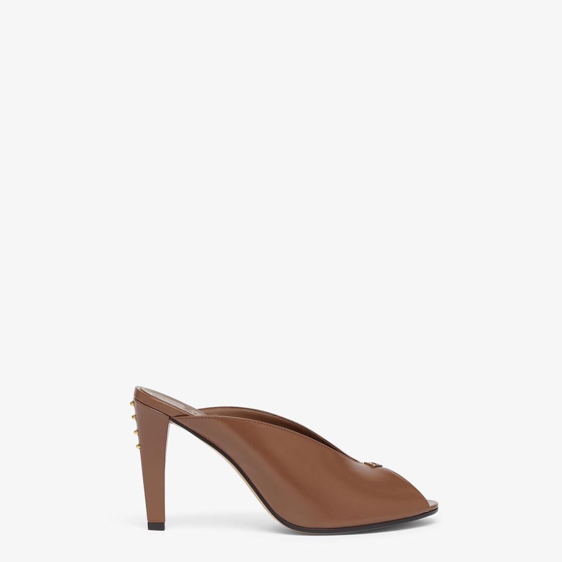 Fendi Filo Brown nappa leather high heeled sabots Fendi