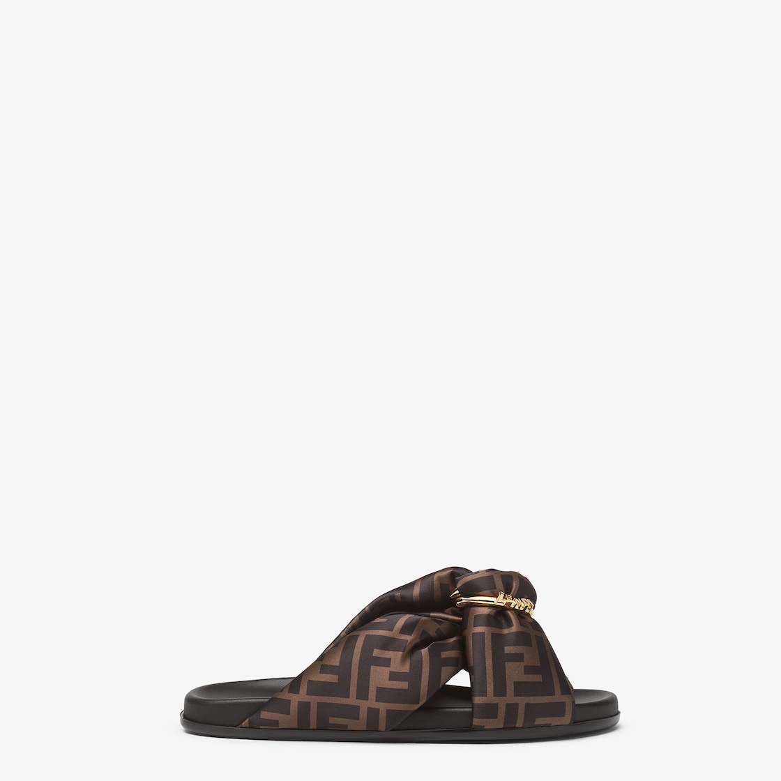 Fendi Feel Brown FF satin slides Brown - Image 1/6