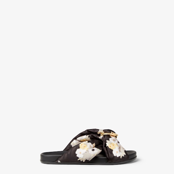 Fendi Padded double-band flat slides with decorative D-ring