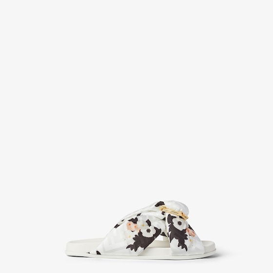 Fendi Padded double-band flat slides with decorative D-ring