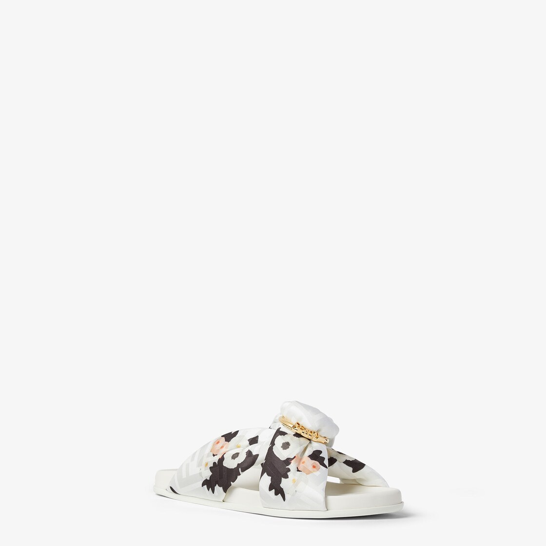 Fendi Feel White FF jacquard satin slides White - Image 2/6