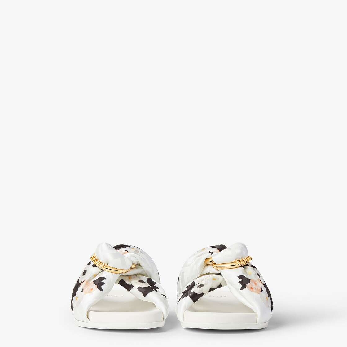Fendi Feel White FF jacquard satin slides White - Image 5/6