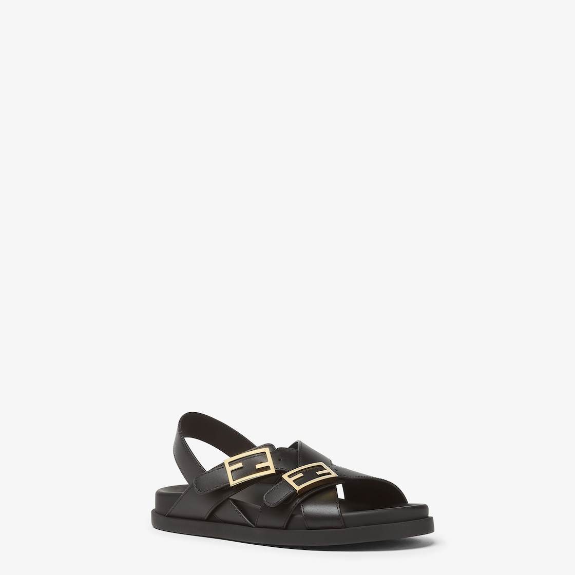 Fendi Feel Black leather slides Black - Image 3/6