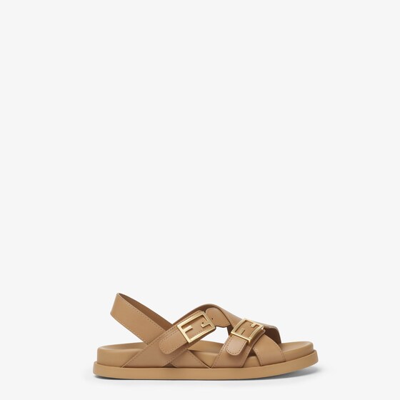 Fendi Feel Leather Sandal In Brown