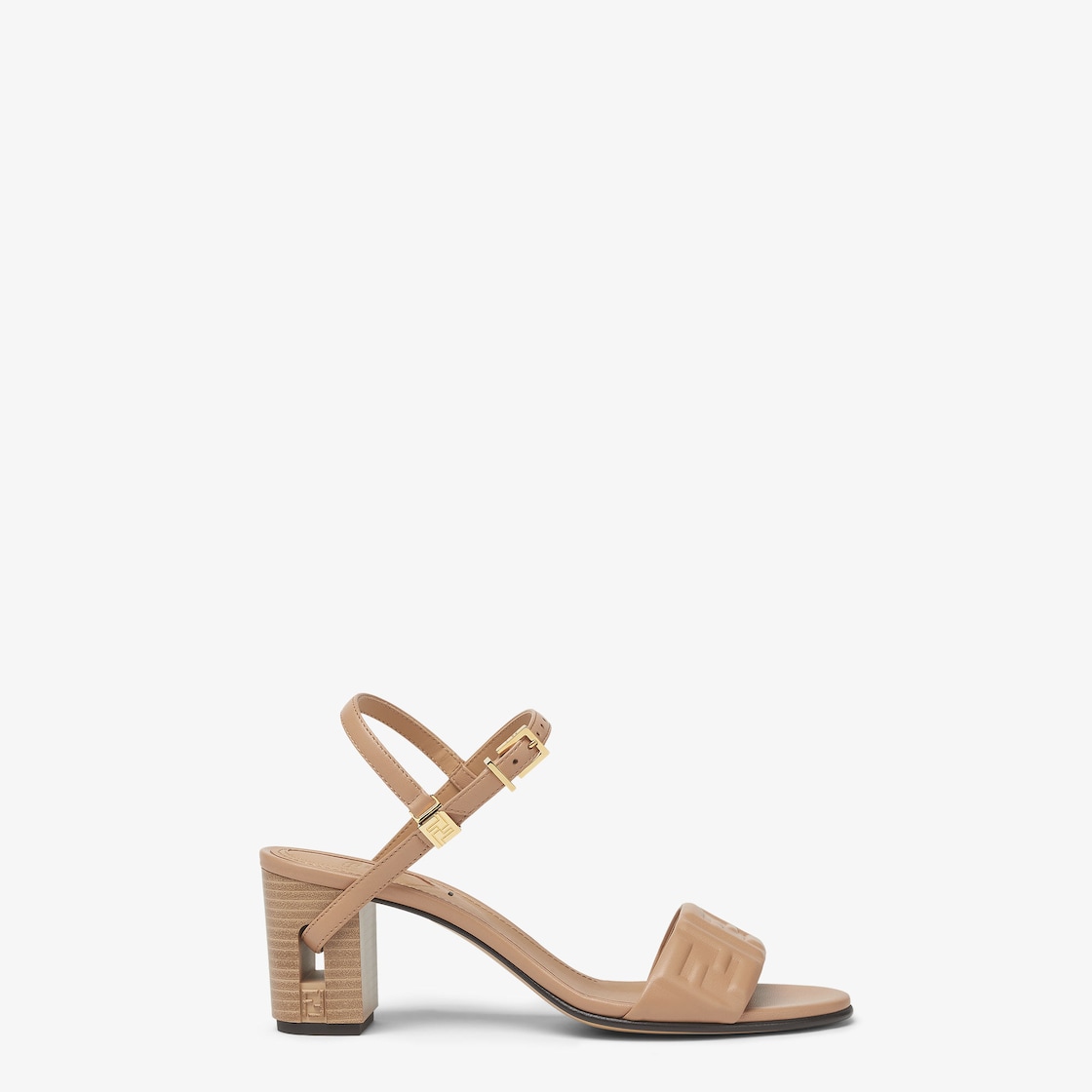 Delfina Beige leather medium-heeled sandals Brown - Image 1/5