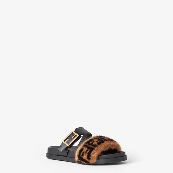 Fendi Double-band flat slides with FF Baguette decorative buckle | Thumbnail 2