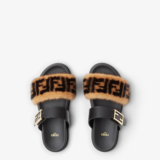 Fendi Double-band flat slides with FF Baguette decorative buckle | Thumbnail 4