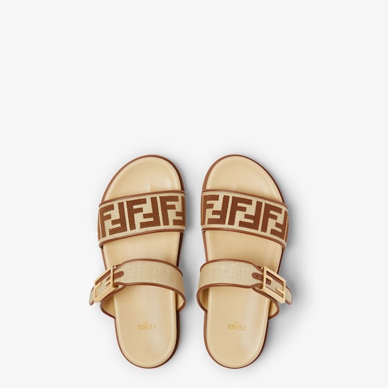 Fendi Double-band flat slides with FF Baguette decorative buckle | Thumbnail 4