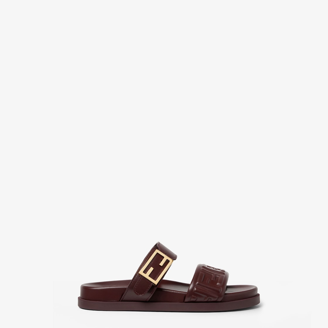 Fendi Feel Burgundy nappa leather slides Red - Image 1/4