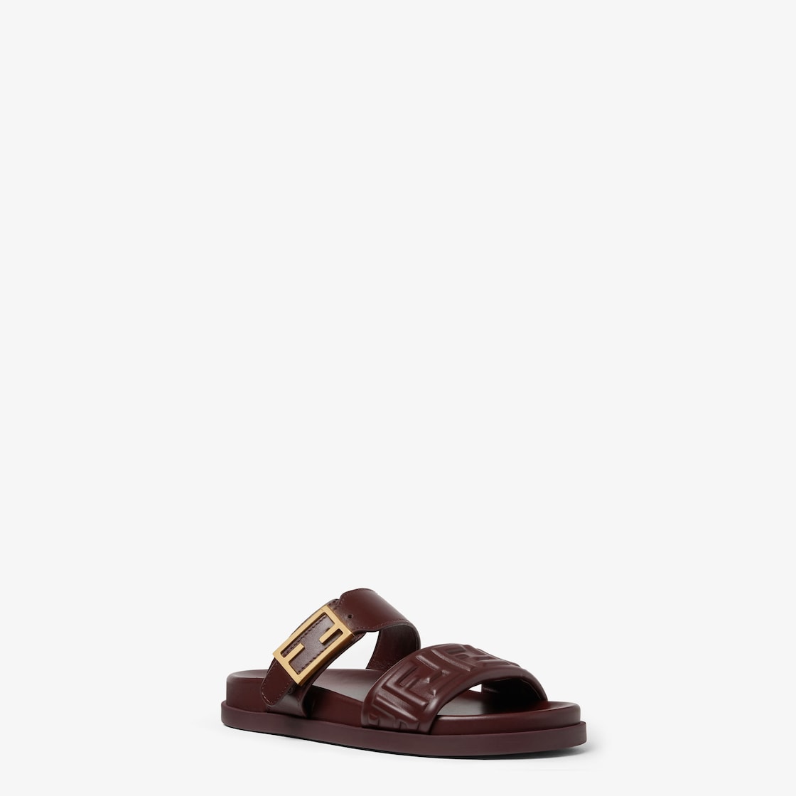 Fendi Feel Burgundy nappa leather slides Red - Image 2/4