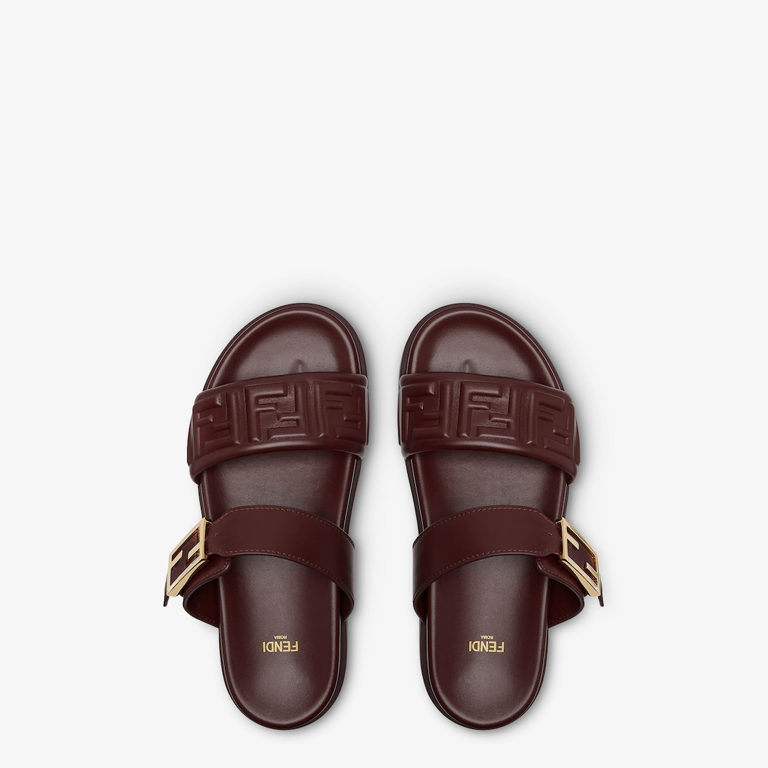 Fendi Feel Burgundy nappa leather slides Red - Image 4/4