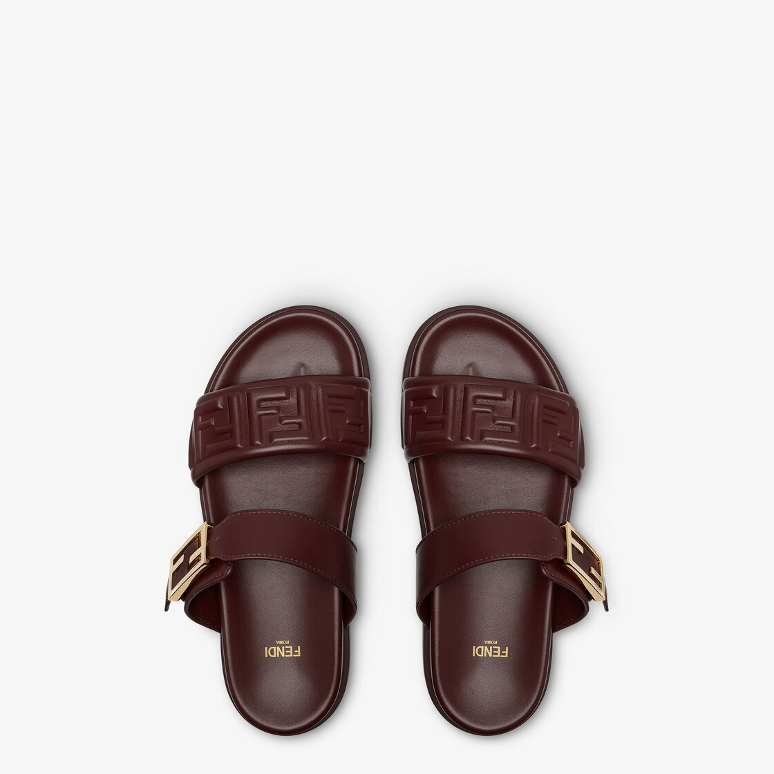 Fendi Feel Burgundy nappa leather slides Red - Image 4/4