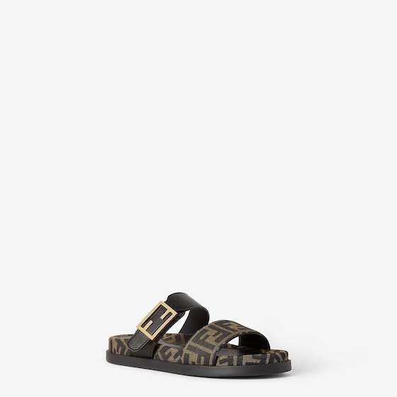 Fendi Double-band flat slides with FF Baguette decorative buckle | Thumbnail 2