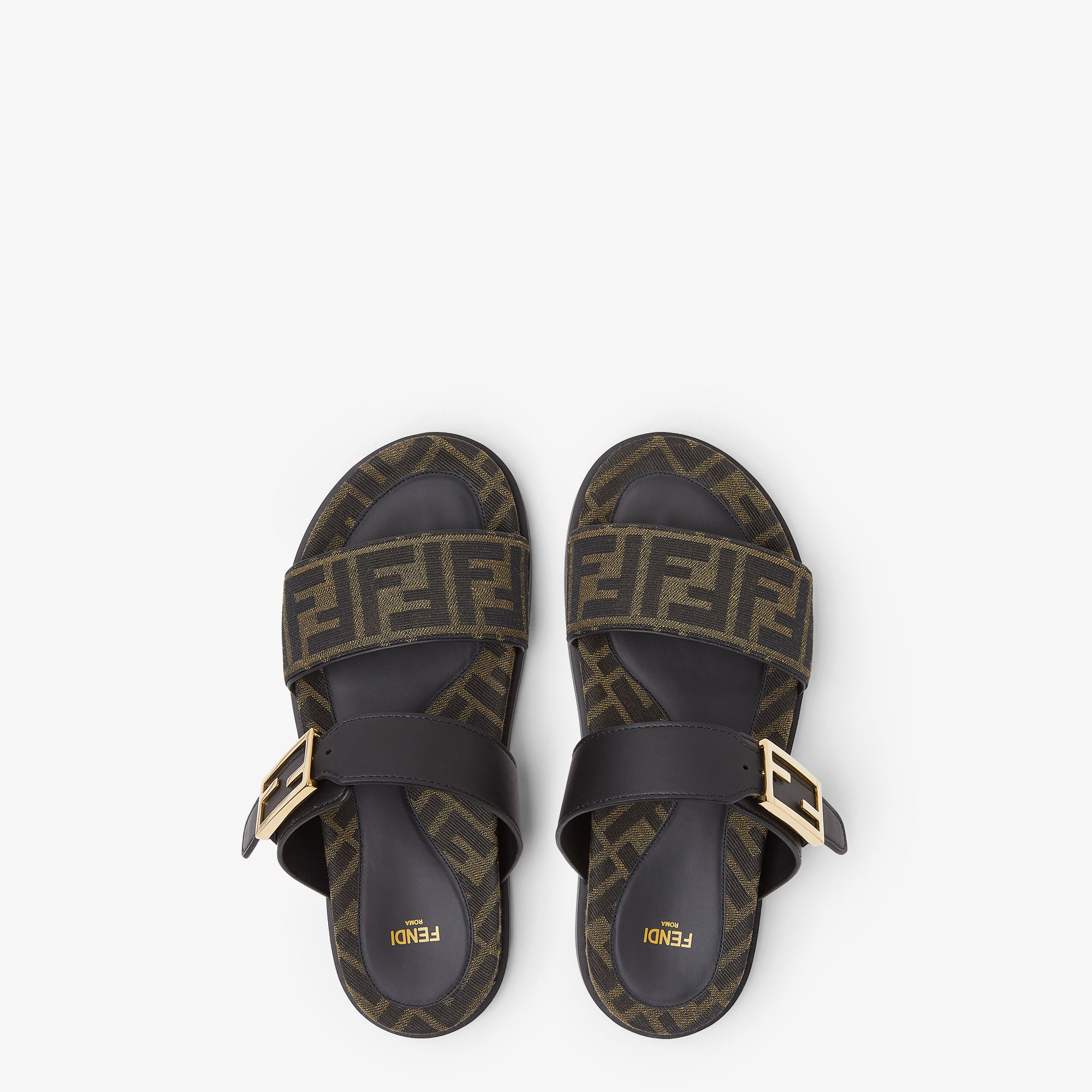 Fendi Double-band flat slides with FF Baguette decorative buckle | Thumbnail 4