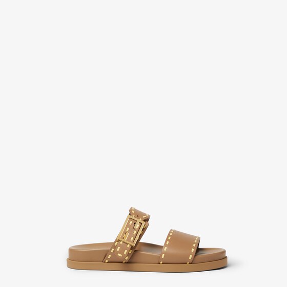 Fendi Double-band flat slides with FF Baguette decorative buckle