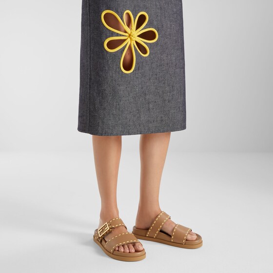 Fendi Double-band flat slides with FF Baguette decorative buckle | Thumbnail 5