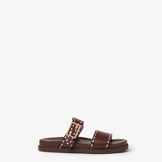 Fendi Double-band flat slides with FF Baguette decorative buckle