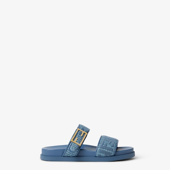 Fendi Double-band flat slides with FF Baguette decorative buckle