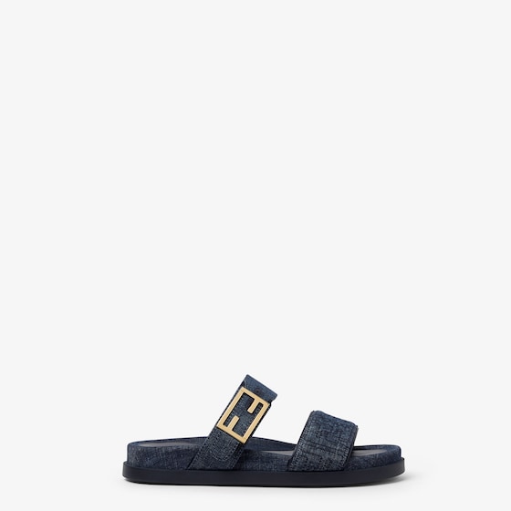 Fendi Double-band flat slides with FF Baguette decorative buckle