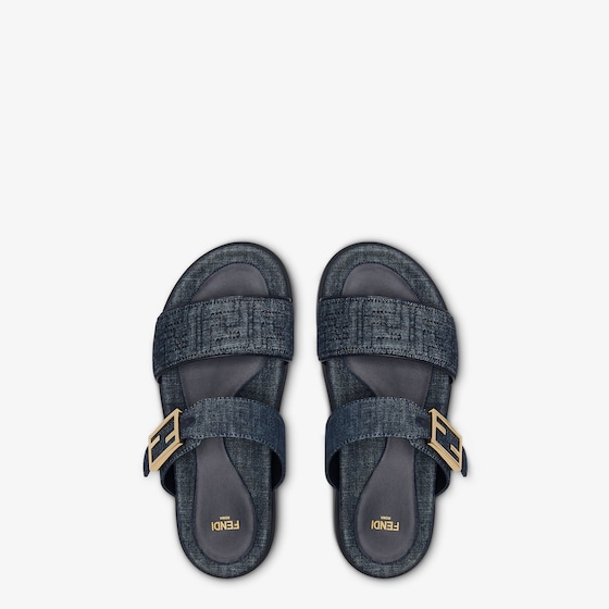 Fendi Double-band flat slides with FF Baguette decorative buckle | Thumbnail 4