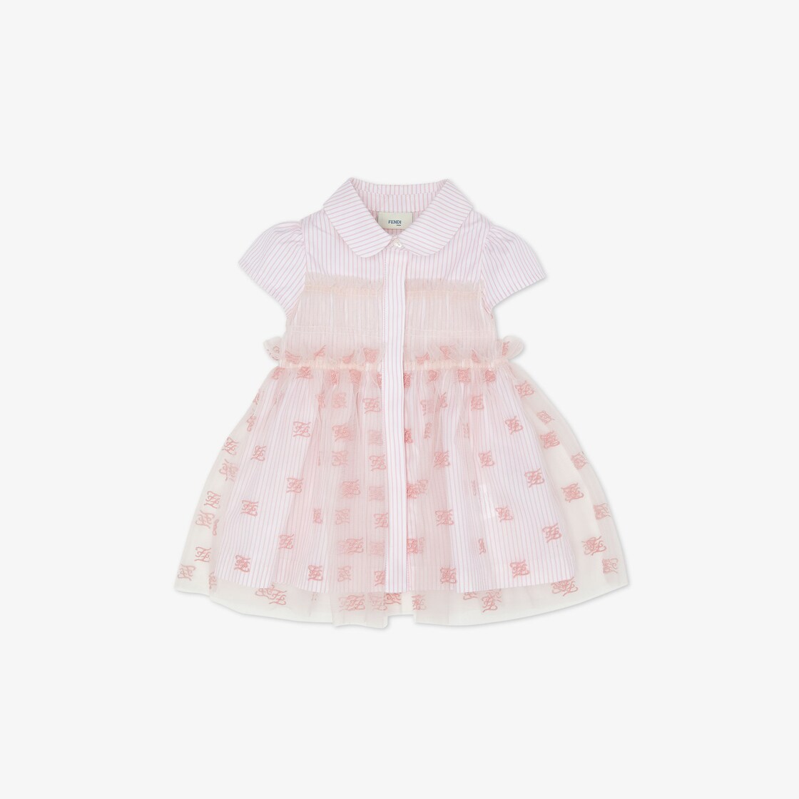 Robe Bebe Fille Robe Bebe En Popeline Et Tulle Blanc Et Rose Fendi