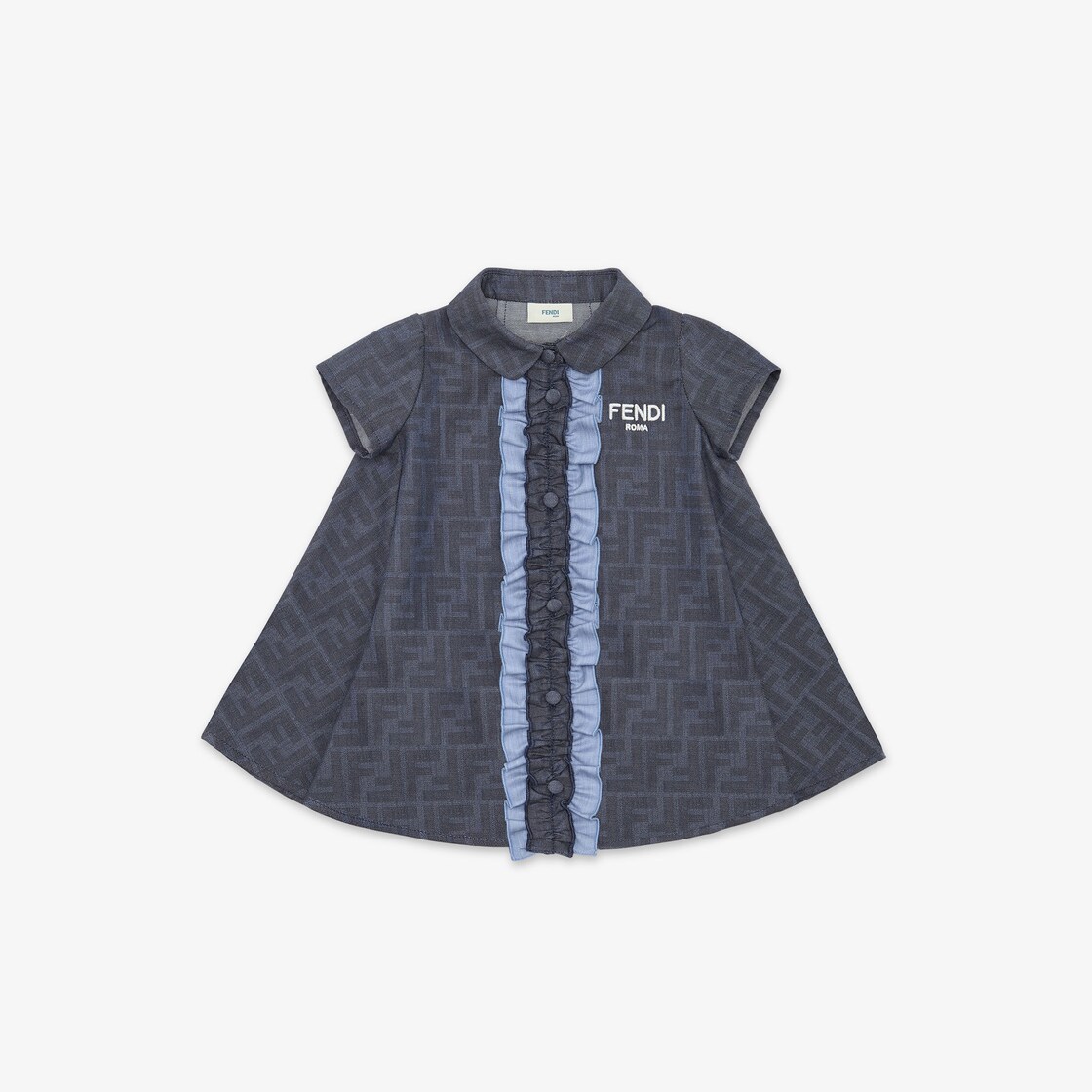 Stylish Baby Blue Fendi Print Dress