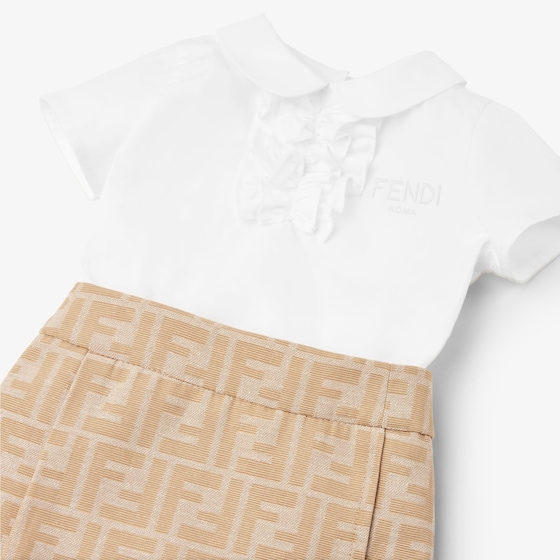 Fendi Baby dress with white poplin shirt with ruffles and beige | Thumbnail 4