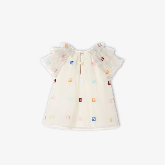 Fendi Cream tulle baby dress with multicoloured all-over micro FF | Thumbnail 2