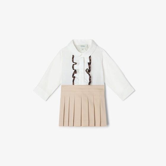 Fendi Baby dress with white cotton poplin long-sleeved shirt