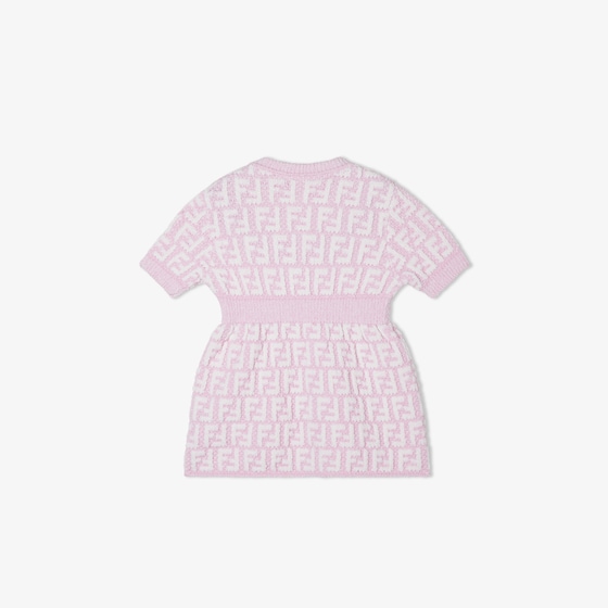 Fendi Cotton knit baby dress with all-over FF logo in pink | Thumbnail 2