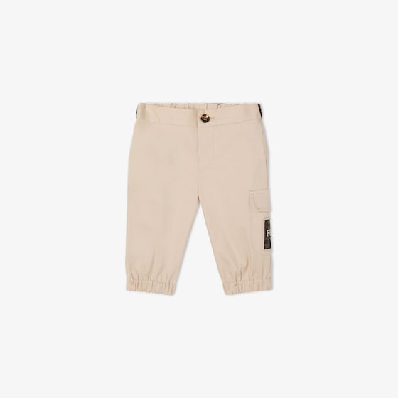 Fendi Baby cargo trousers in beige gabardine with side pocket
