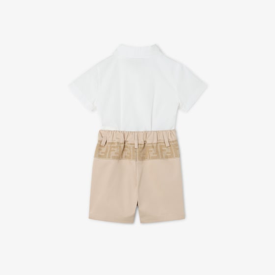 Fendi Baby playsuit with white poplin shirt, beige cotton | Thumbnail 2