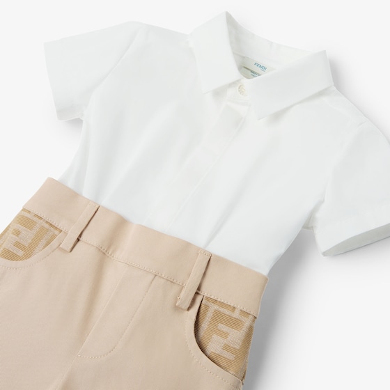 Fendi Baby playsuit with white poplin shirt, beige cotton | Thumbnail 3