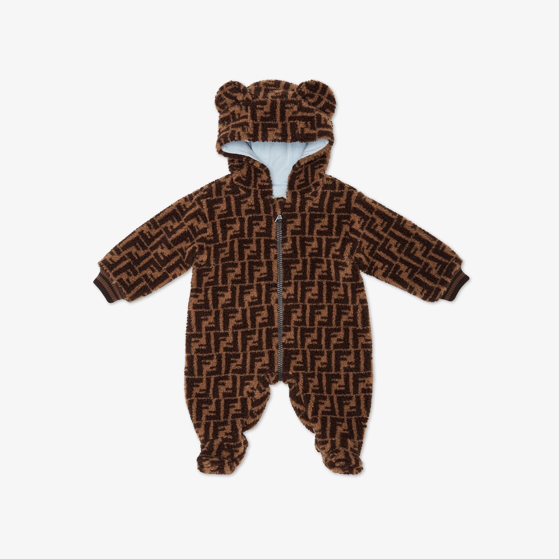 Fendi Baby Beige Brown Bear FF Logo Babysuit Gift Set