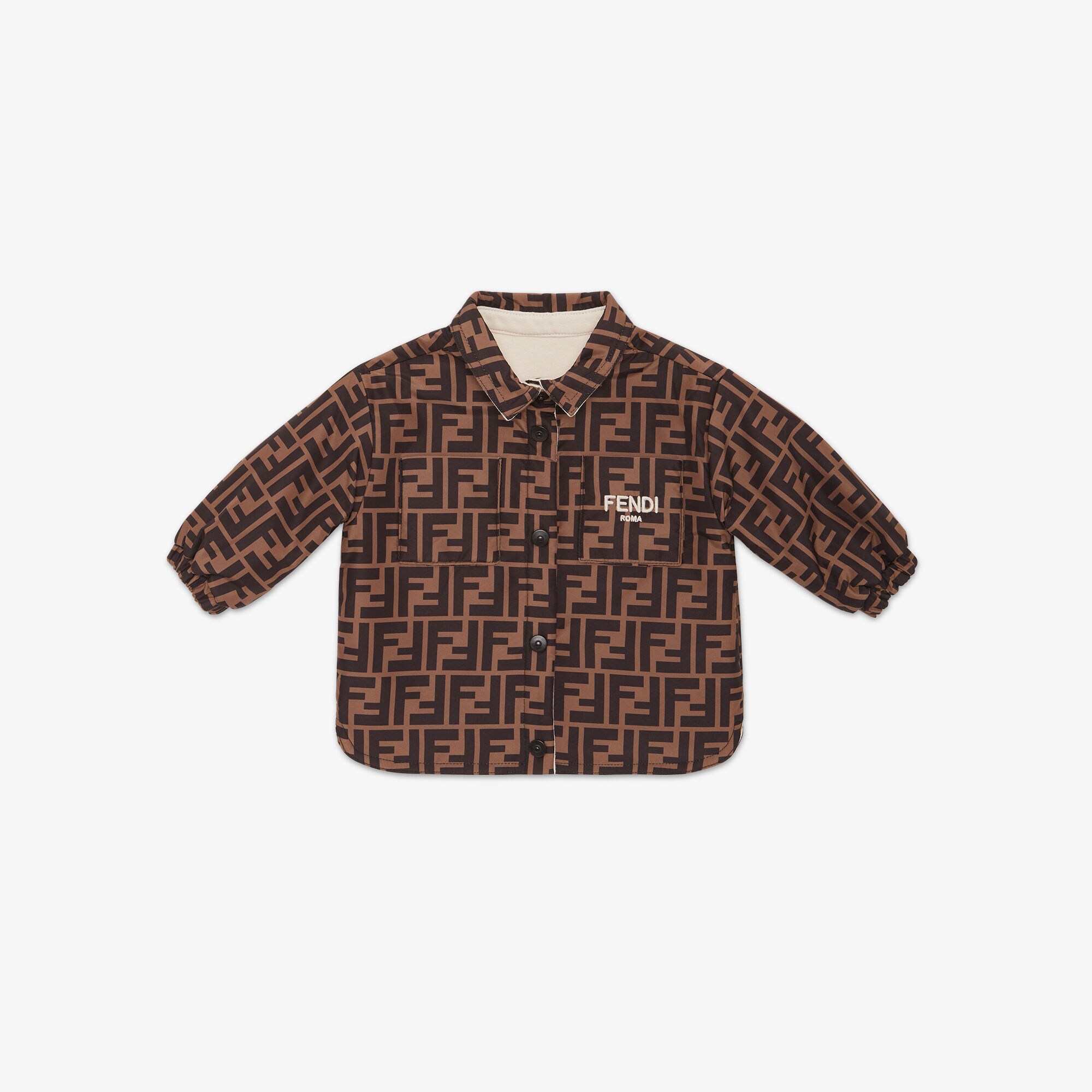 Baby Shirt Jacket Multicolour nylon and jersey baby reversible shirt jacket Fendi