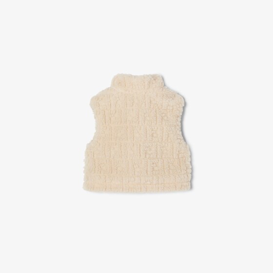 Fendi Beige teddy-effect wool baby gilet with tone-on-tone | Thumbnail 2