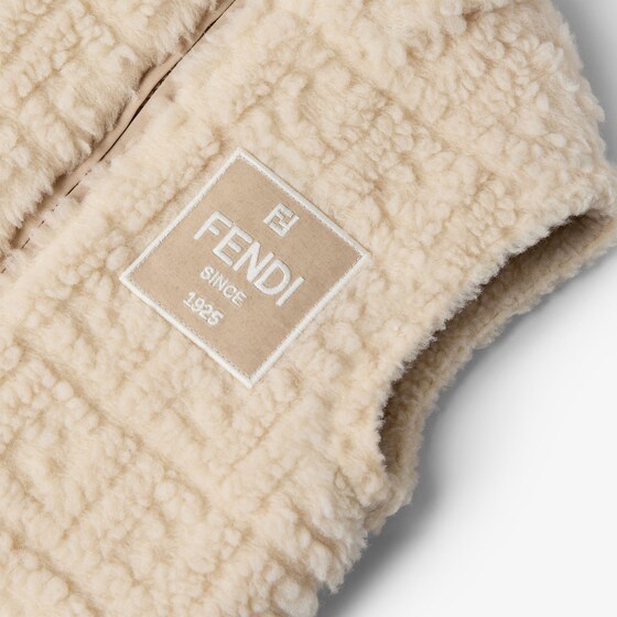 Fendi Beige teddy-effect wool baby gilet with tone-on-tone | Thumbnail 3