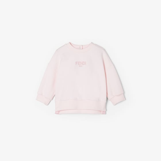 Fendi Pink crew neck baby sweatshirt, featuring side slits