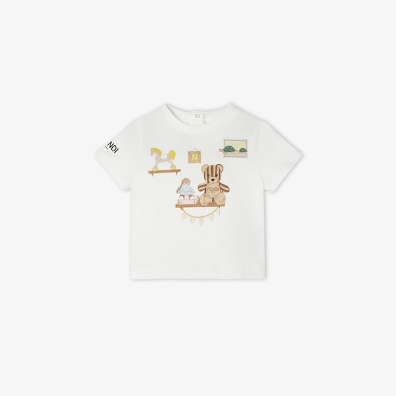 Fendi Baby T-shirt in white jersey with multicoloured