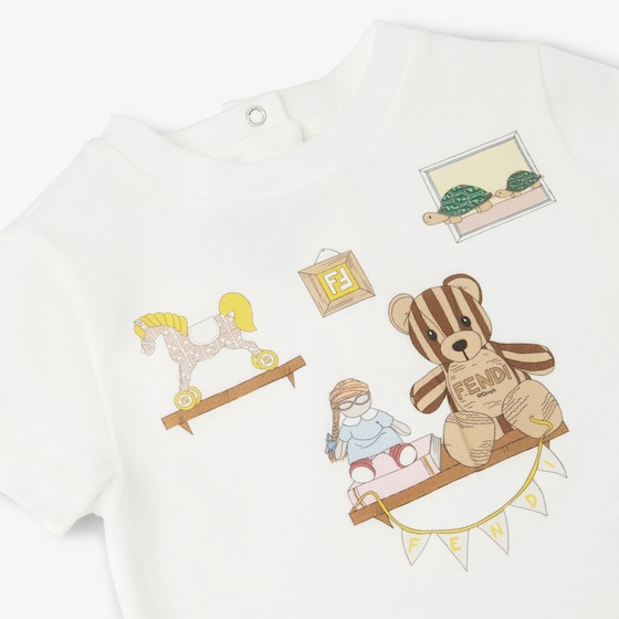 Fendi Baby T-shirt in white jersey with multicoloured | Thumbnail 3